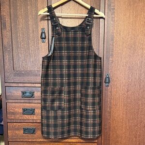 NWT Papillon Plaid Pinafore Dress